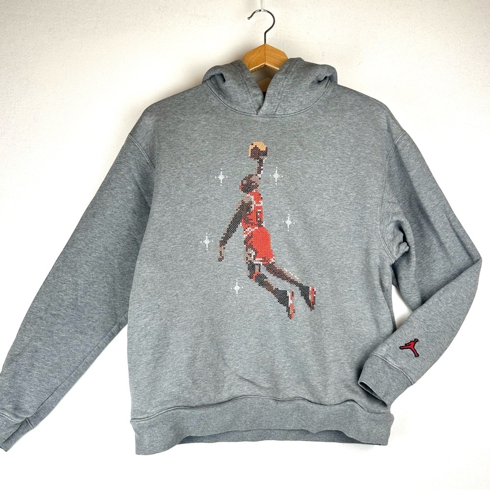 Air Jordan Slam Dunk Contest Embroidered Cross Stitch Hooded Pullover Sweatshirt